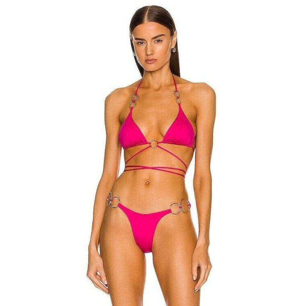 Monica Hansen Beachwear Icon Triangle Bikini Top Azalea Pink